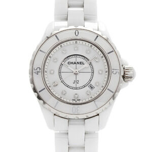 Chanel J12 12P Diamond H1628 White Dial Women's Watch